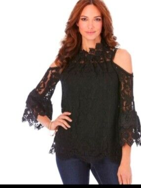 NWOT SZ 2XL Romans blk lace blouse